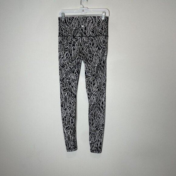 Lululemon Black White Palm Print Leggings Size 4 - Picture 2 of 6